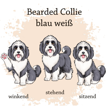 Motivauswahl der Dokumentenhülle für die Hunderasse Bearded Collie blau